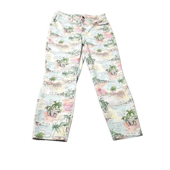 Talbots Beach Scene Pants Women's Size  8 White High-Rise Cropped Leg Jegging - Picture 3 of 13